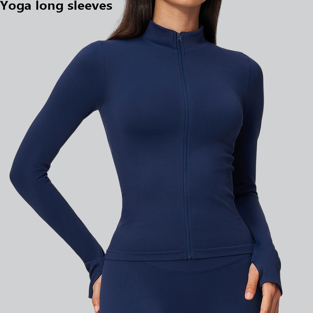J-Yoga Fitness - Women Seamless Full Zipper Jacket Ribbed