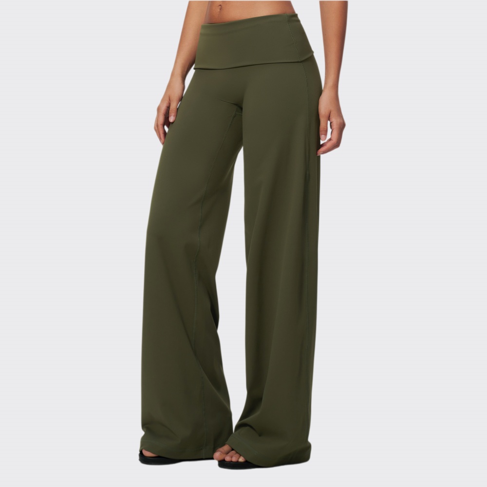 J-Yoga Fitness - Women Fold Over Waist Pants Yoga