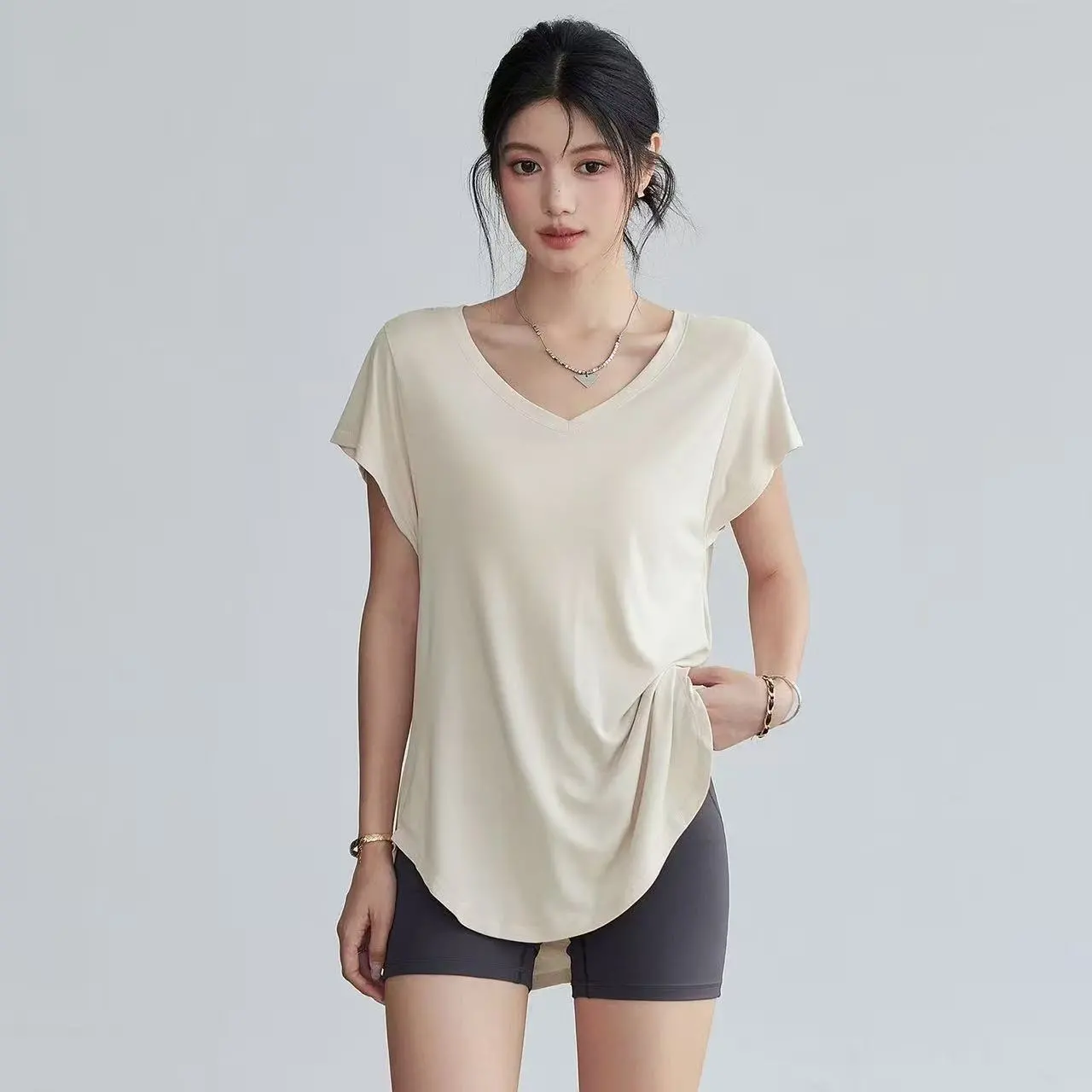 Yoga Fitness Training - Women's Slimming Round Neck Yoga T-Shirt