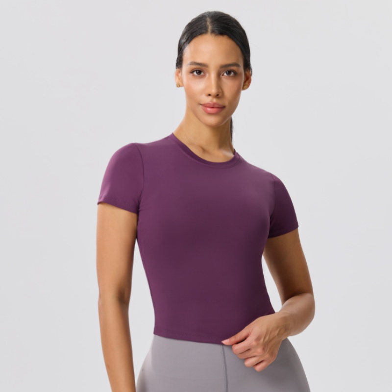 Solid Color Slim Casual Yoga T - Yoga Fitness Training 评论和价格