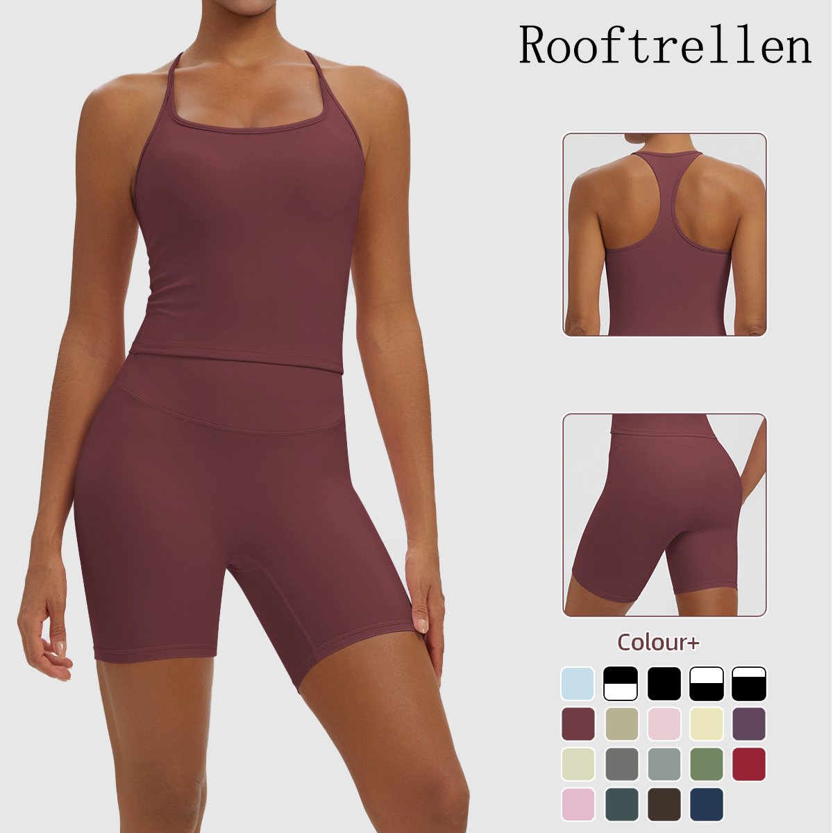 Rooftrellen 2PCS Sexy Solid Co - Yoga En Fitness 评论和价格