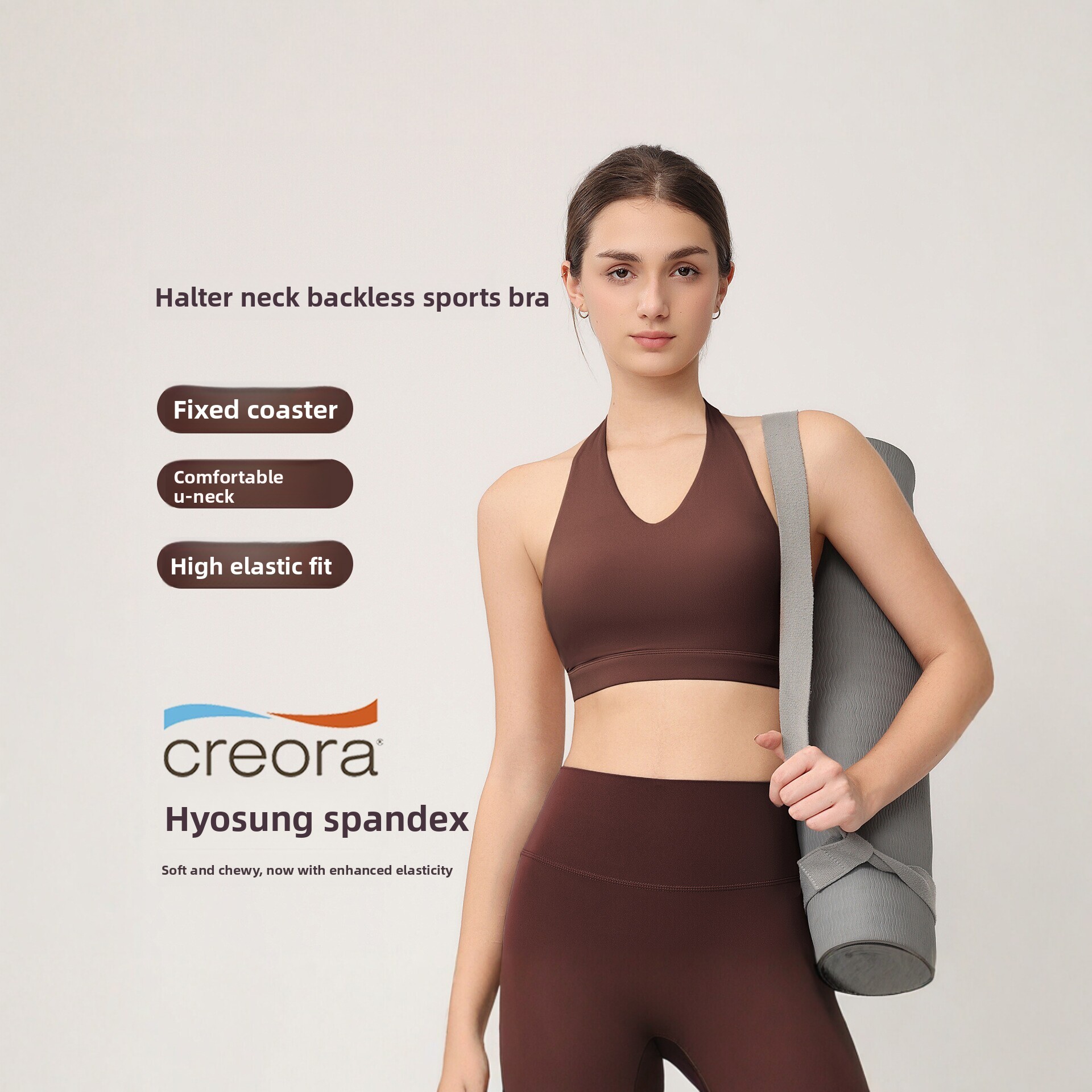 Women's Halter Sports Bra with - Yoga Mat For Fitness 评论和价格