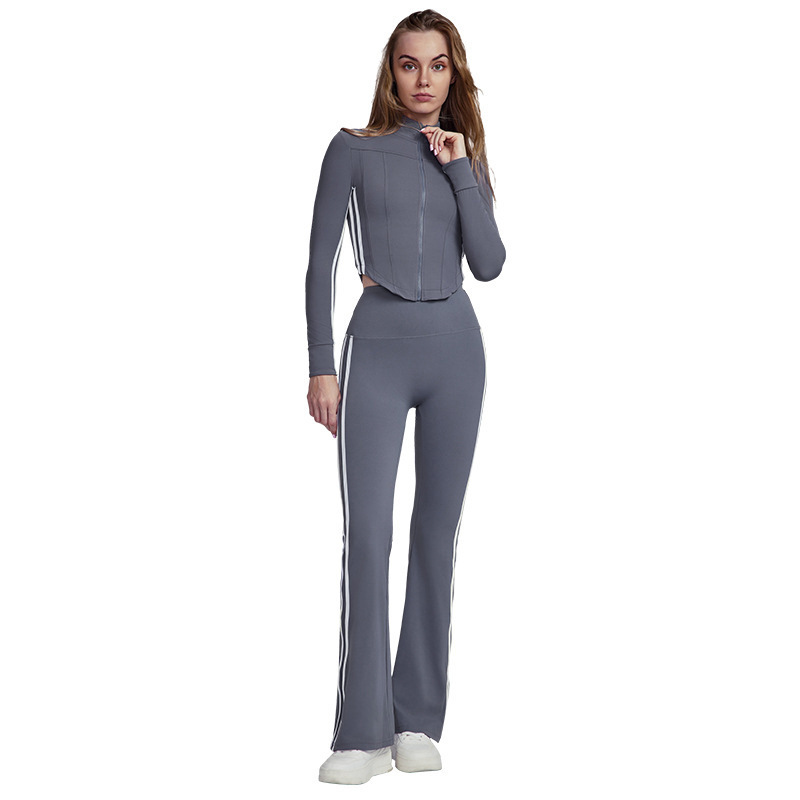 Women Striped Fall Workout Set - Yoga Fitness Stretching 评论和价格